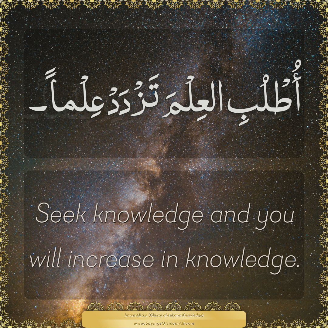 Seek knowledge and you will increase in knowledge.